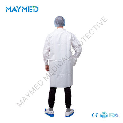 Microporous 65g Zipper Or Button EN14126 Disposable White Coats